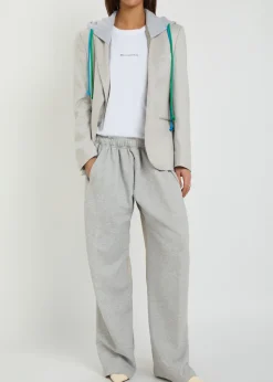 Contrasting cotton and wool-blend trousers