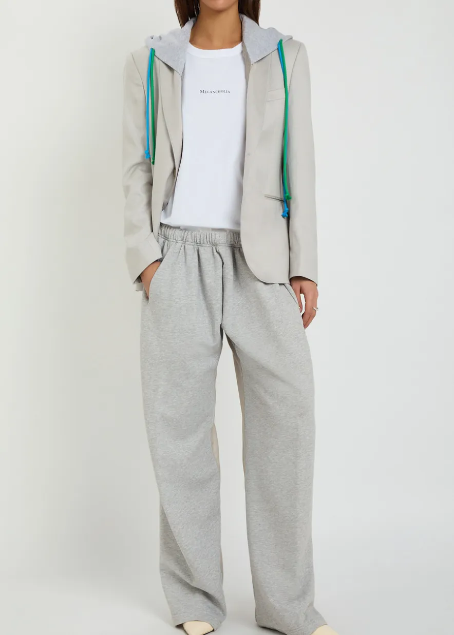 Contrasting cotton and wool-blend trousers