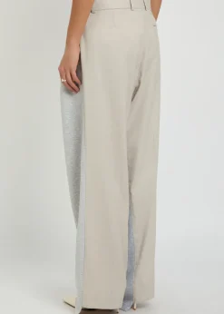 Contrasting cotton and wool-blend trousers