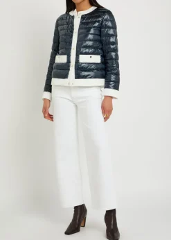 Contrasting padded glossed shell jacket