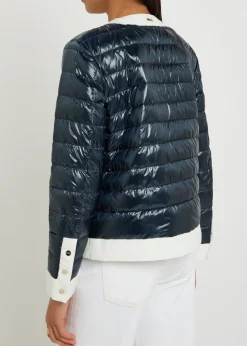 Contrasting padded glossed shell jacket