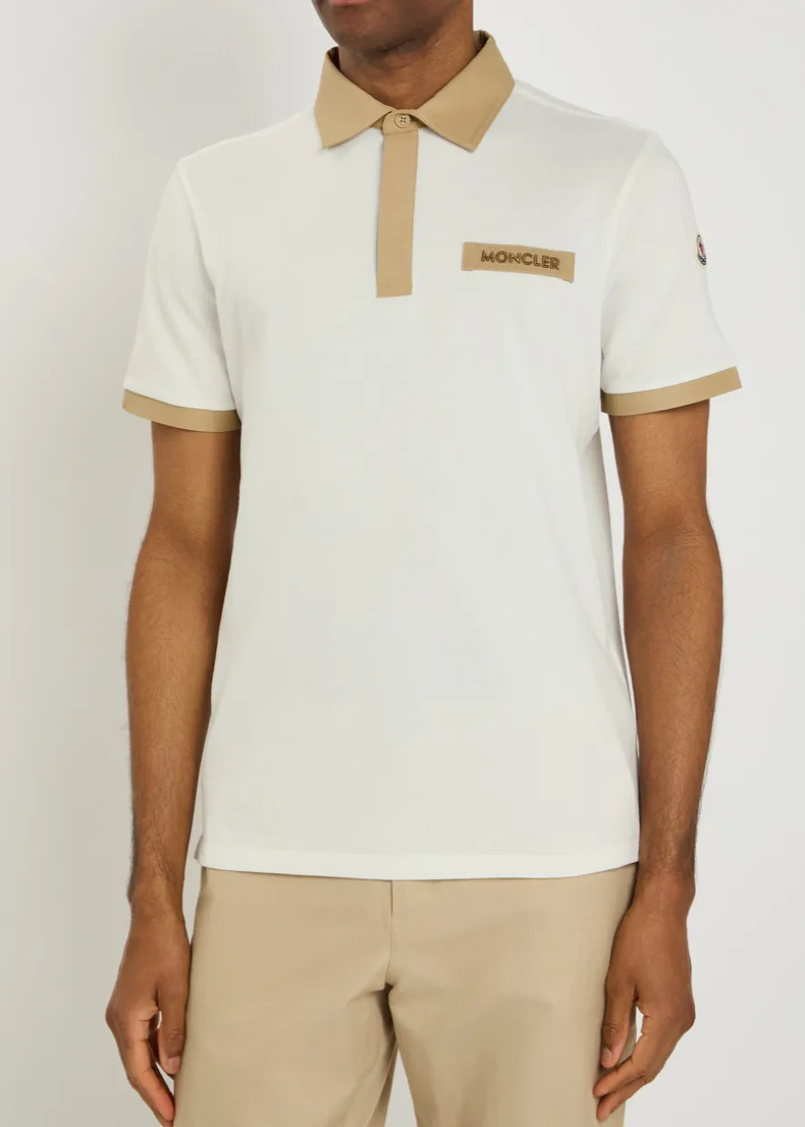 Contrasting-trim piqué cotton polo shirt