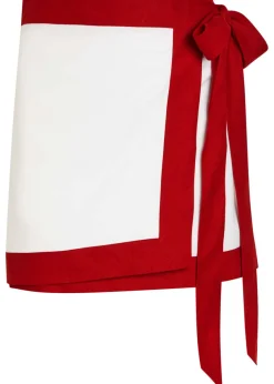 Contrasting-trim woven mini wrap skirt