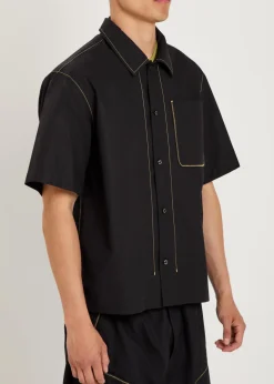 Contrast-stich cotton-poplin shirt
