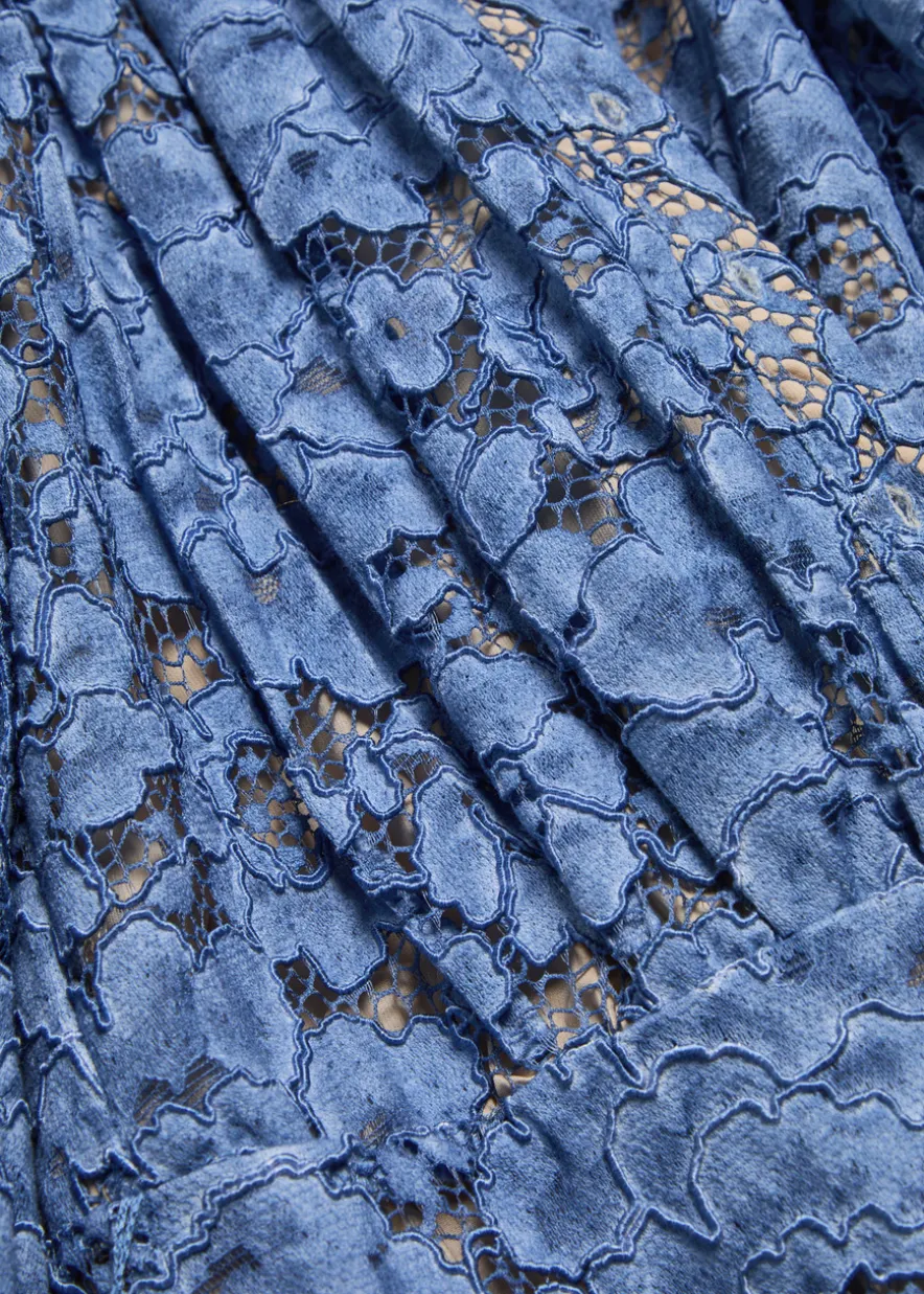 Cora belted guipure lace mini dress