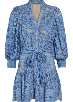 Cora belted guipure lace mini dress