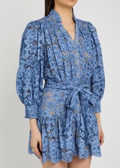 Cora belted guipure lace mini dress