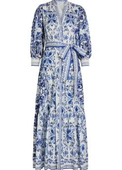 Cora floral-print stretch-cotton maxi shirt dress