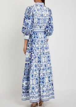 Cora floral-print stretch-cotton maxi shirt dress
