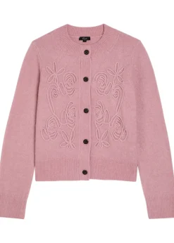 Coralee floral-embroidery knit cardigan