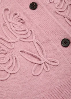 Coralee floral-embroidery knit cardigan