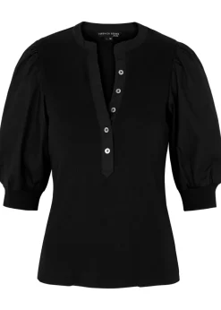 Coralee ribbed stretch-cotton top