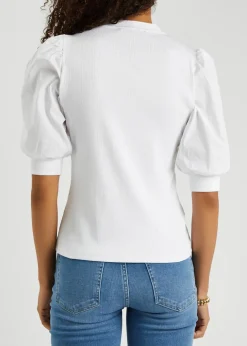 Coralee ribbed stretch-cotton top