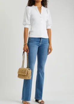 Coralee ribbed stretch-cotton top