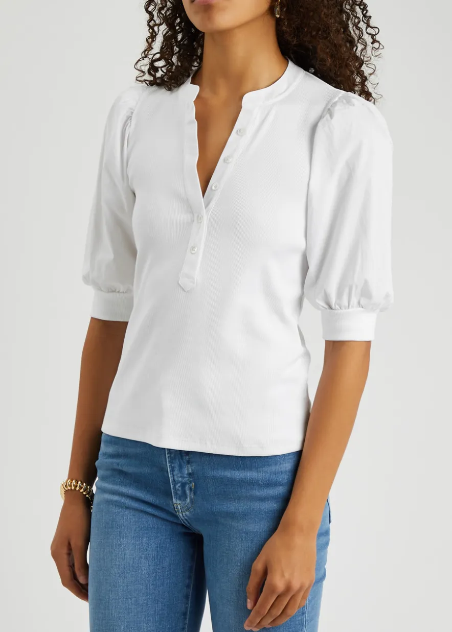 Coralee ribbed stretch-cotton top