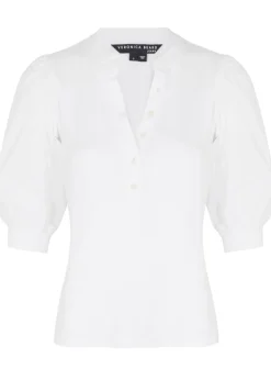 Coralee ribbed stretch-cotton top