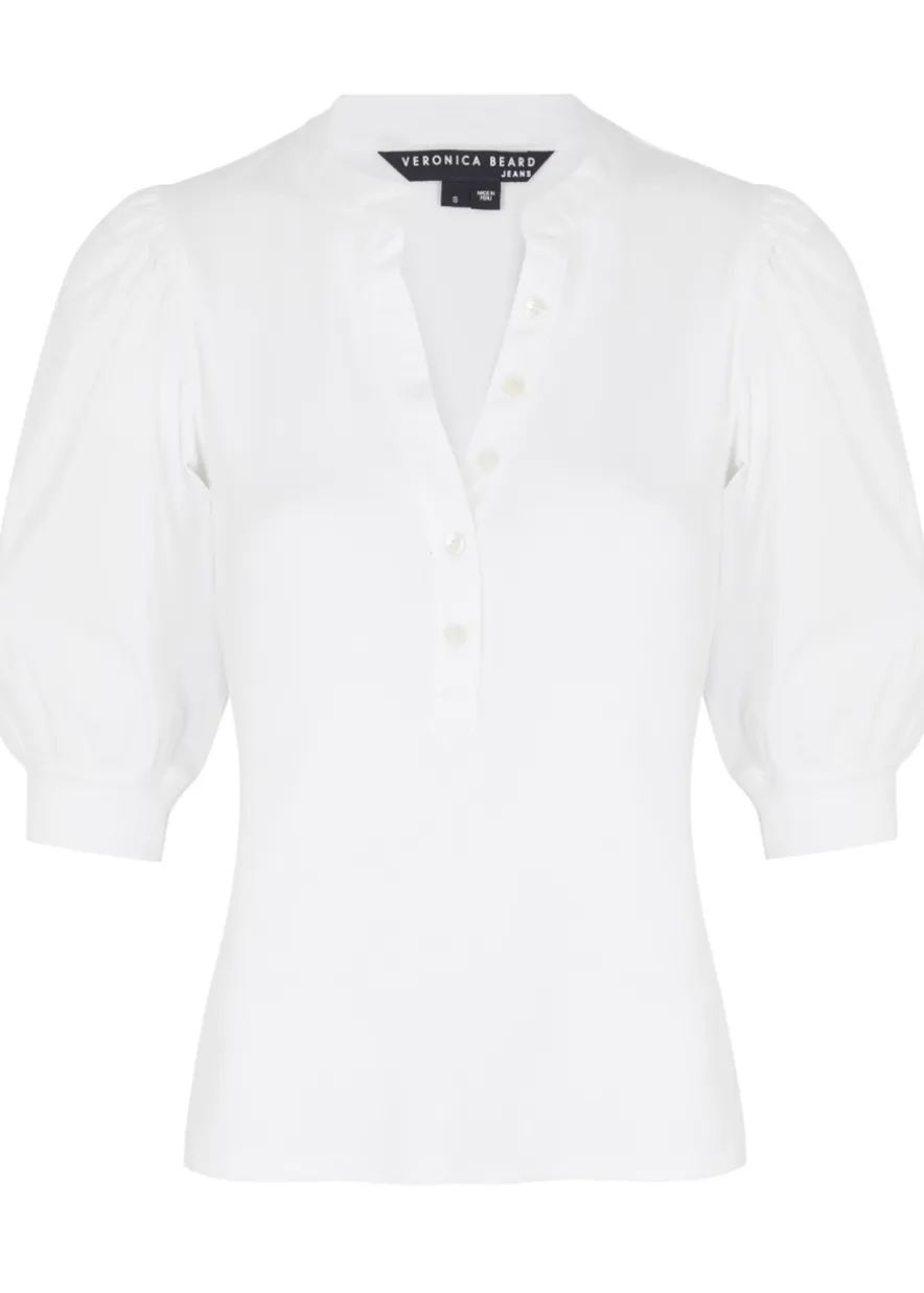 Coralee ribbed stretch-cotton top