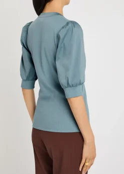 Coralee ribbed stretch-cotton top
