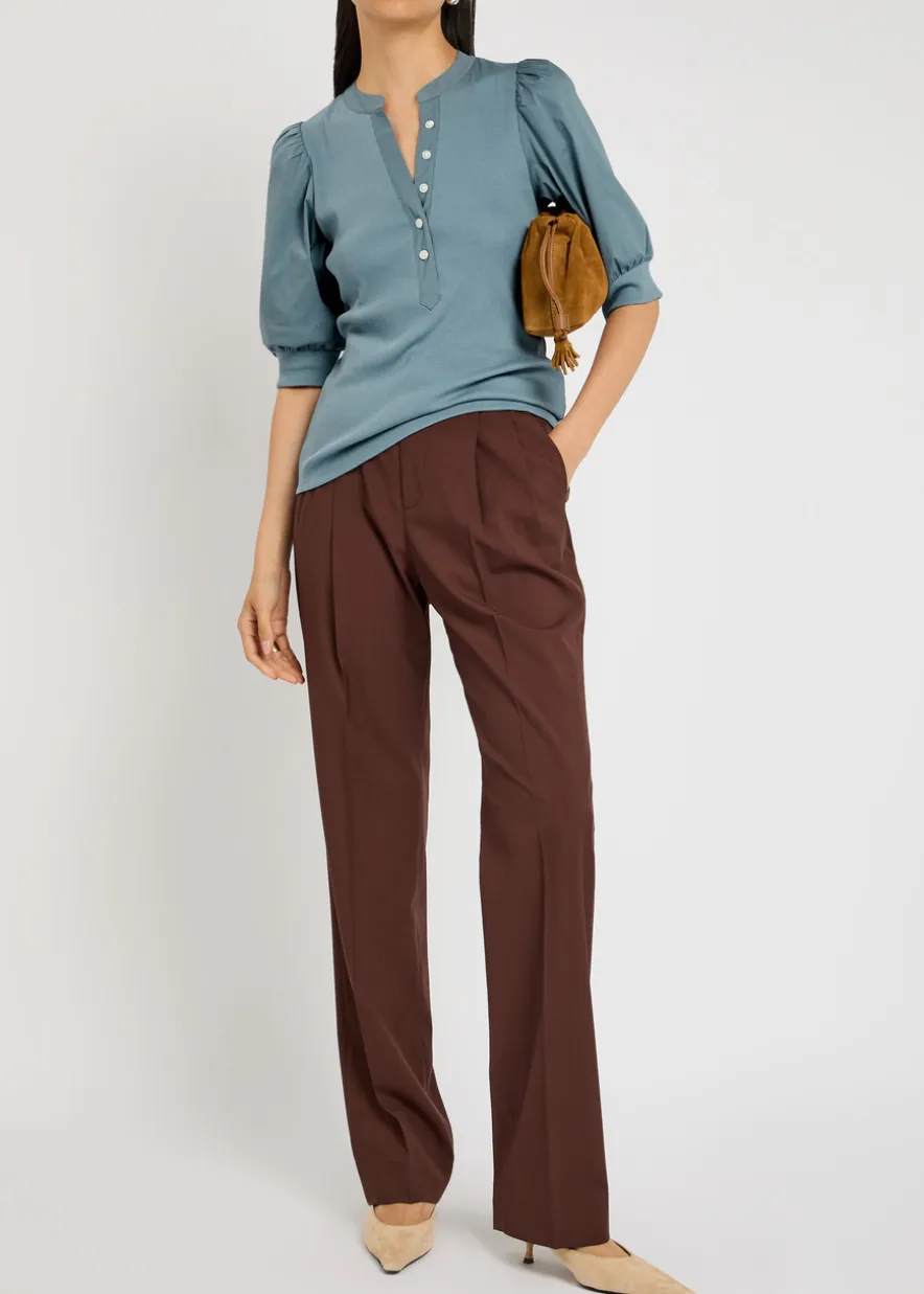 Coralee ribbed stretch-cotton top