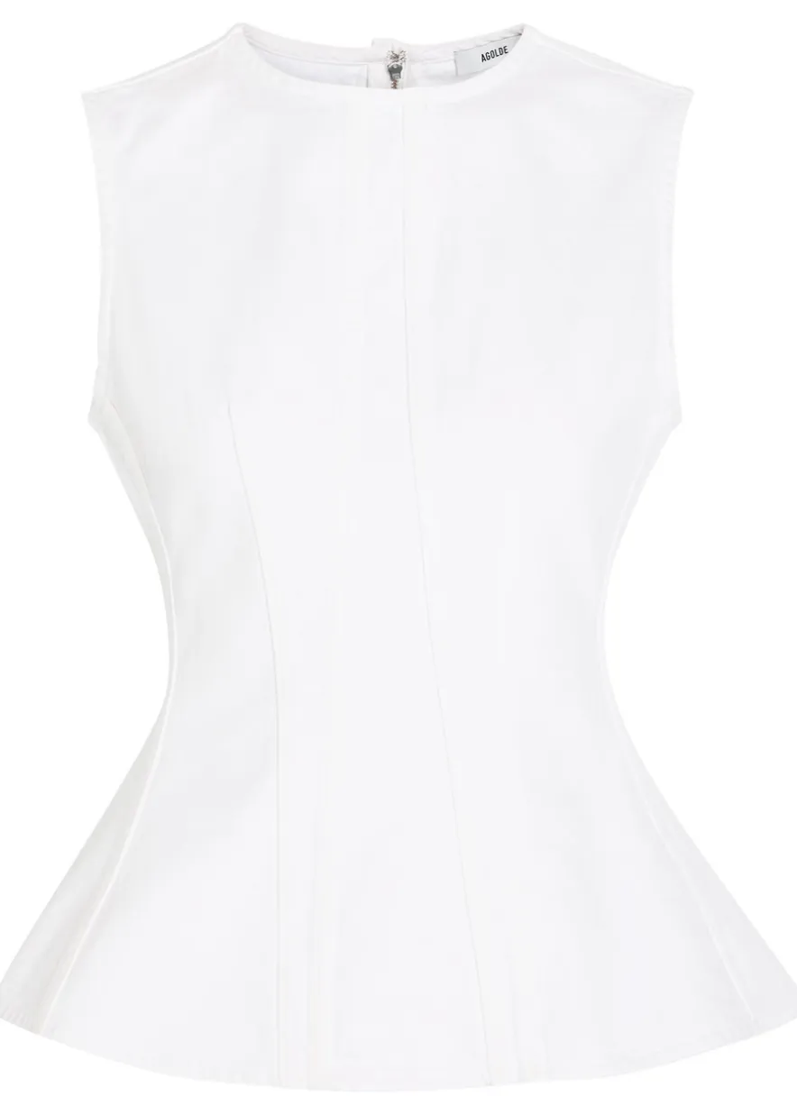 Corbin peplum-hem denim top