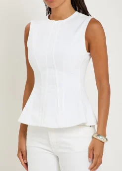 Corbin peplum-hem denim top