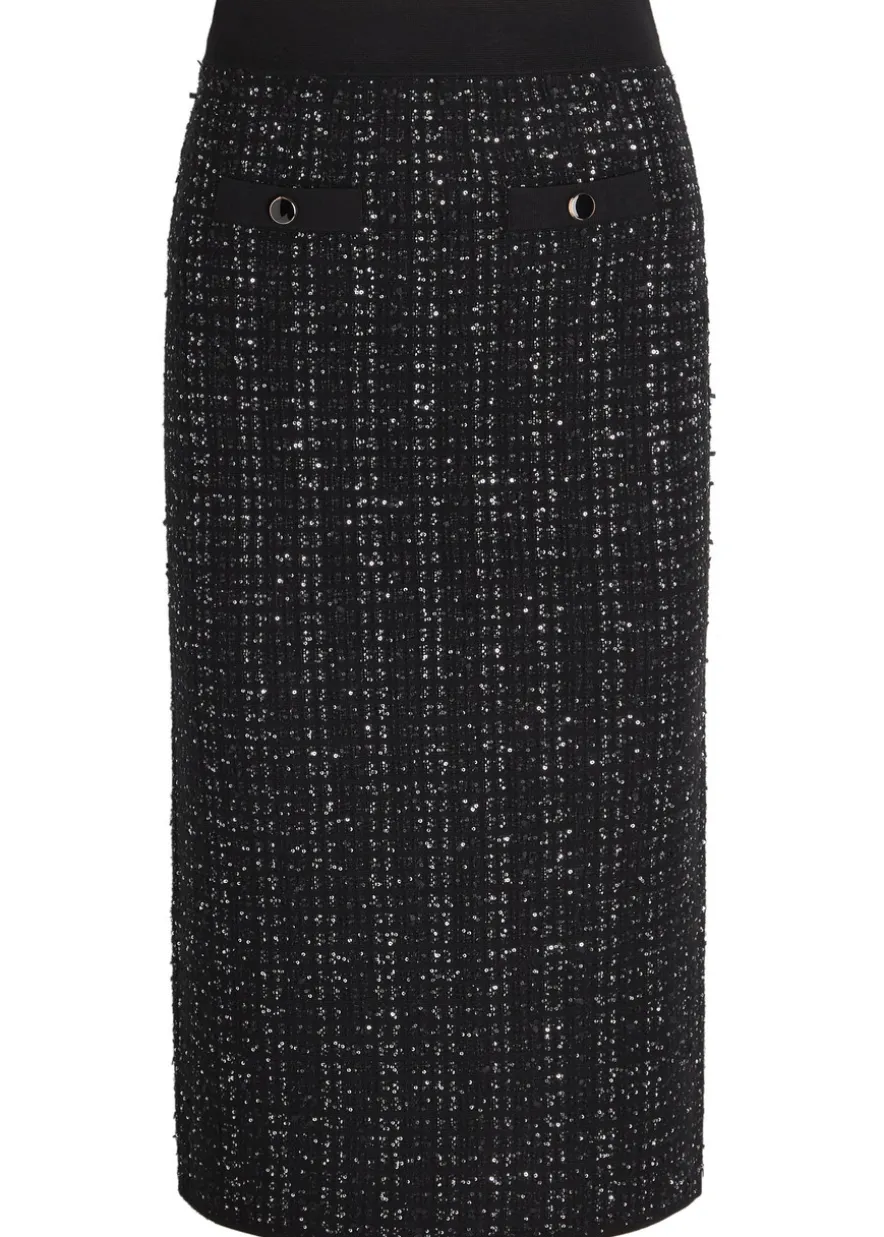 Corbin sequin-embellished knit midi skirt