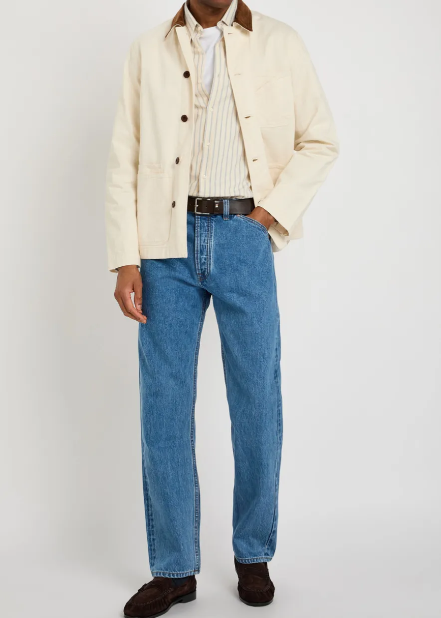Corduroy collar cotton-twill overshirt