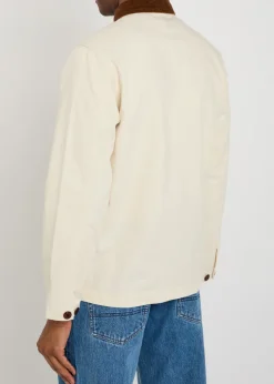 Corduroy collar cotton-twill overshirt
