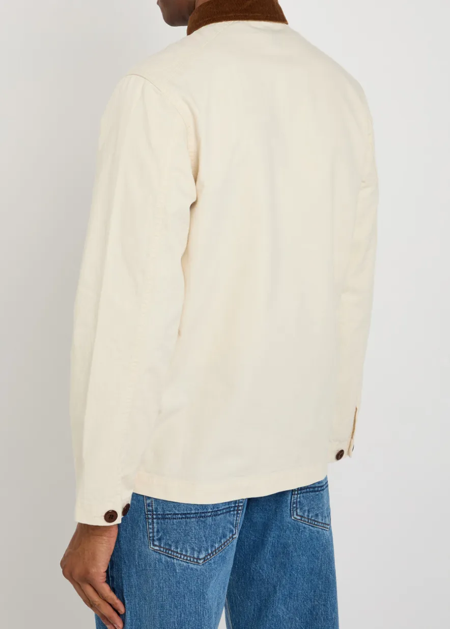 Corduroy collar cotton-twill overshirt