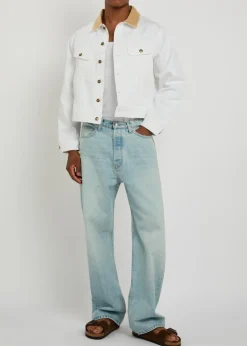 Corduroy-collar denim trucker jacket