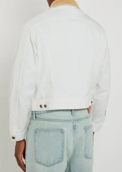 Corduroy-collar denim trucker jacket
