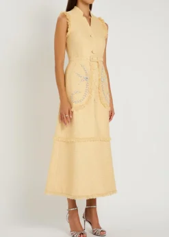 Corinthe crystal-embellished belted tweed midi dress