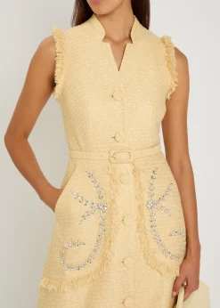 Corinthe crystal-embellished belted tweed midi dress