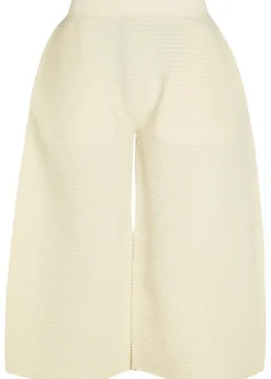 Corrugated cropped ribbed-knit trousers