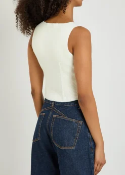 Corset fine-knit wool-blend vest top