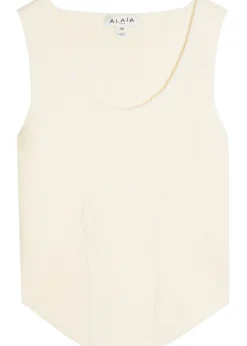 Corset fine-knit wool-blend vest top
