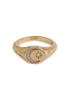 Cosmic 18kt gold-plated signet ring
