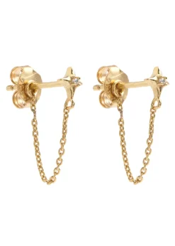 Cosmic Star Chain 18kt gold-plated stud earrings