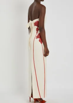 Costera floral-print strapless linen maxi dress