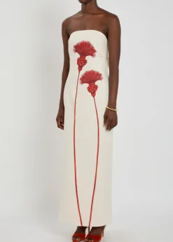 Costera floral-print strapless linen maxi dress