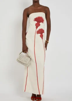Costera floral-print strapless linen maxi dress