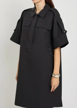 Cotton-blend mini shirt dress