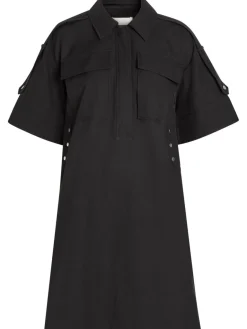 Cotton-blend mini shirt dress