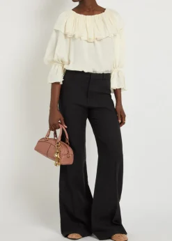 Cotton flared-leg trousers