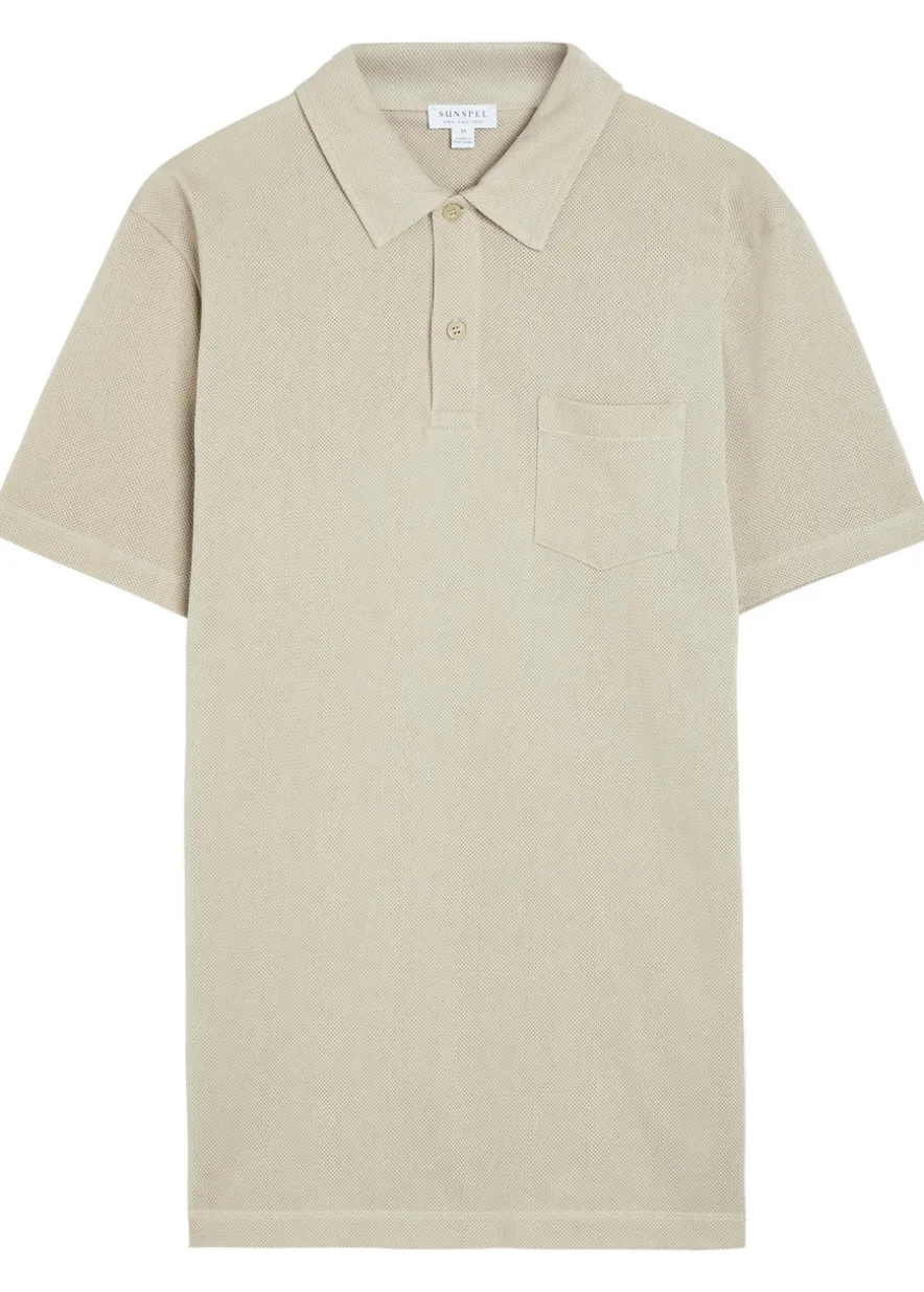 Cotton-mesh polo shirt
