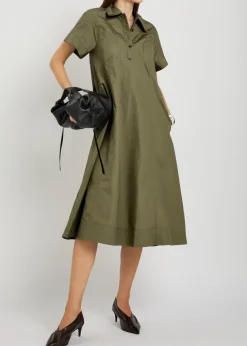 Cotton-poplin midi shirt dress