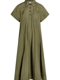 Cotton-poplin midi shirt dress