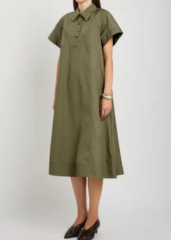 Cotton-poplin midi shirt dress
