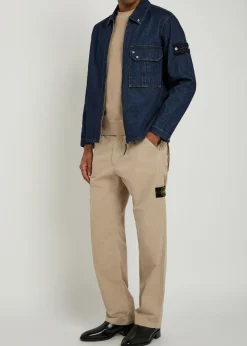 Cotton ripstop straight-leg cotton trousers