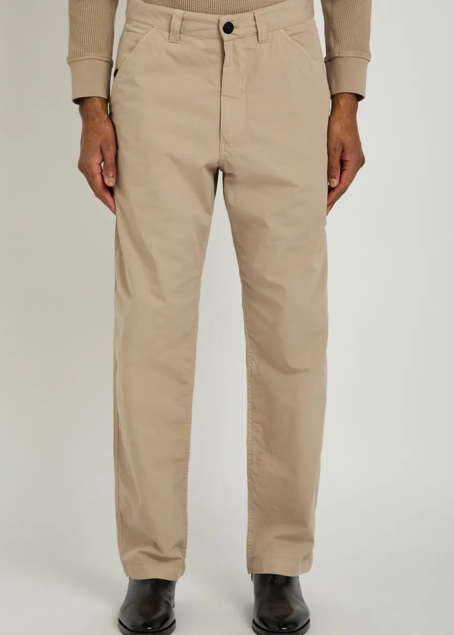 Cotton ripstop straight-leg cotton trousers